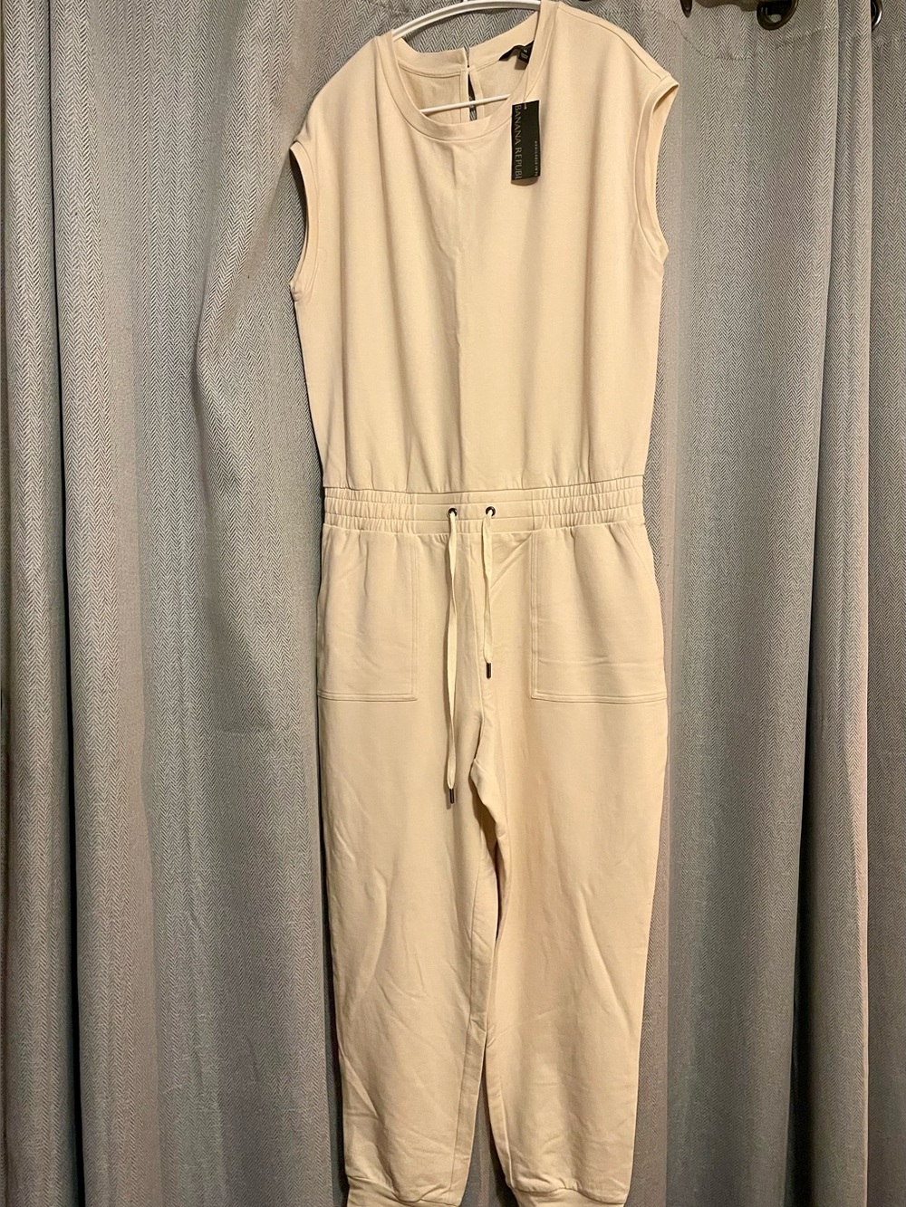 Banana Republic Cream Sleeveless Drawstring Jumpsuit